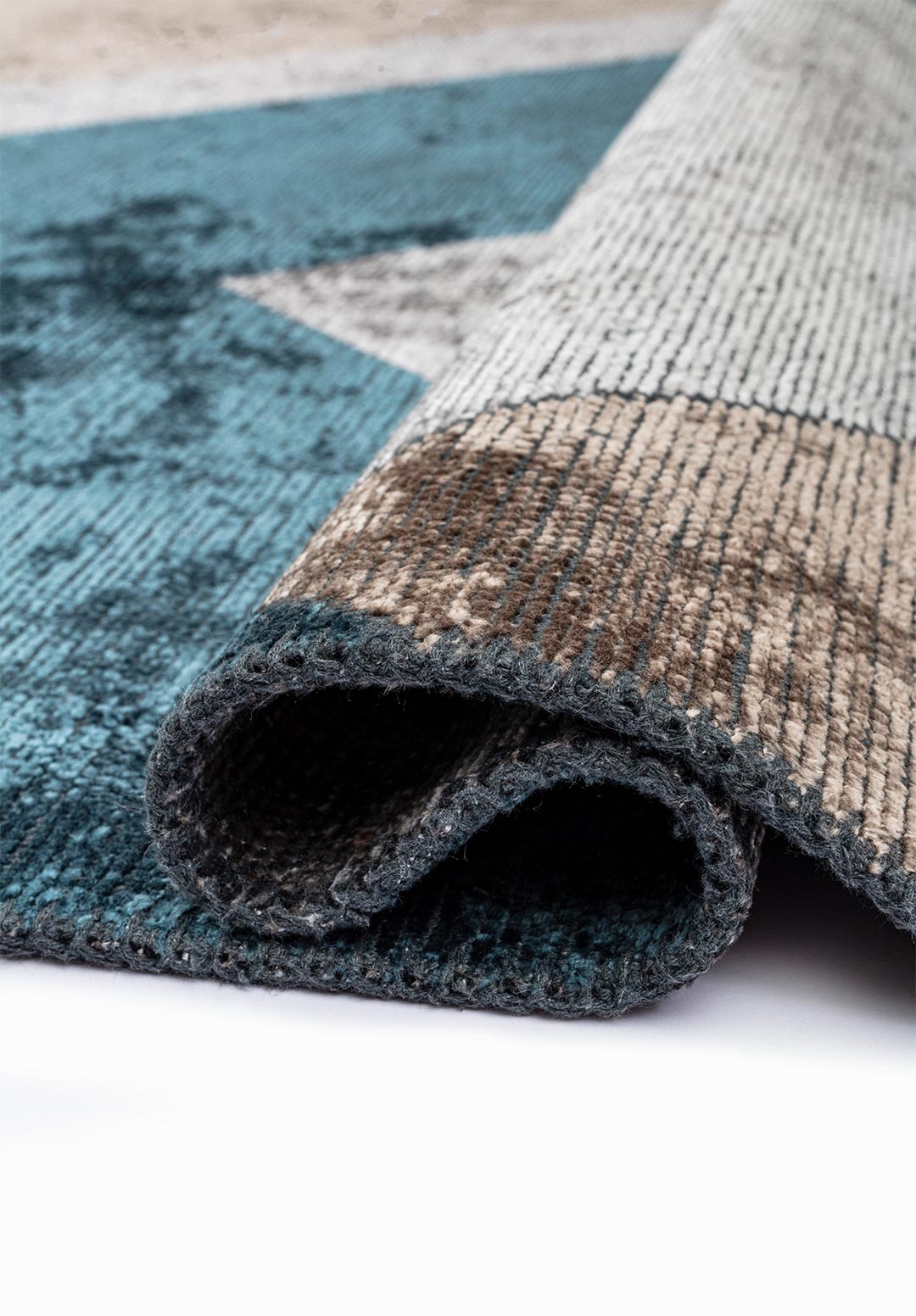 PAMPLONA NOUGAT - LIGHT GREY - PETROL RUG