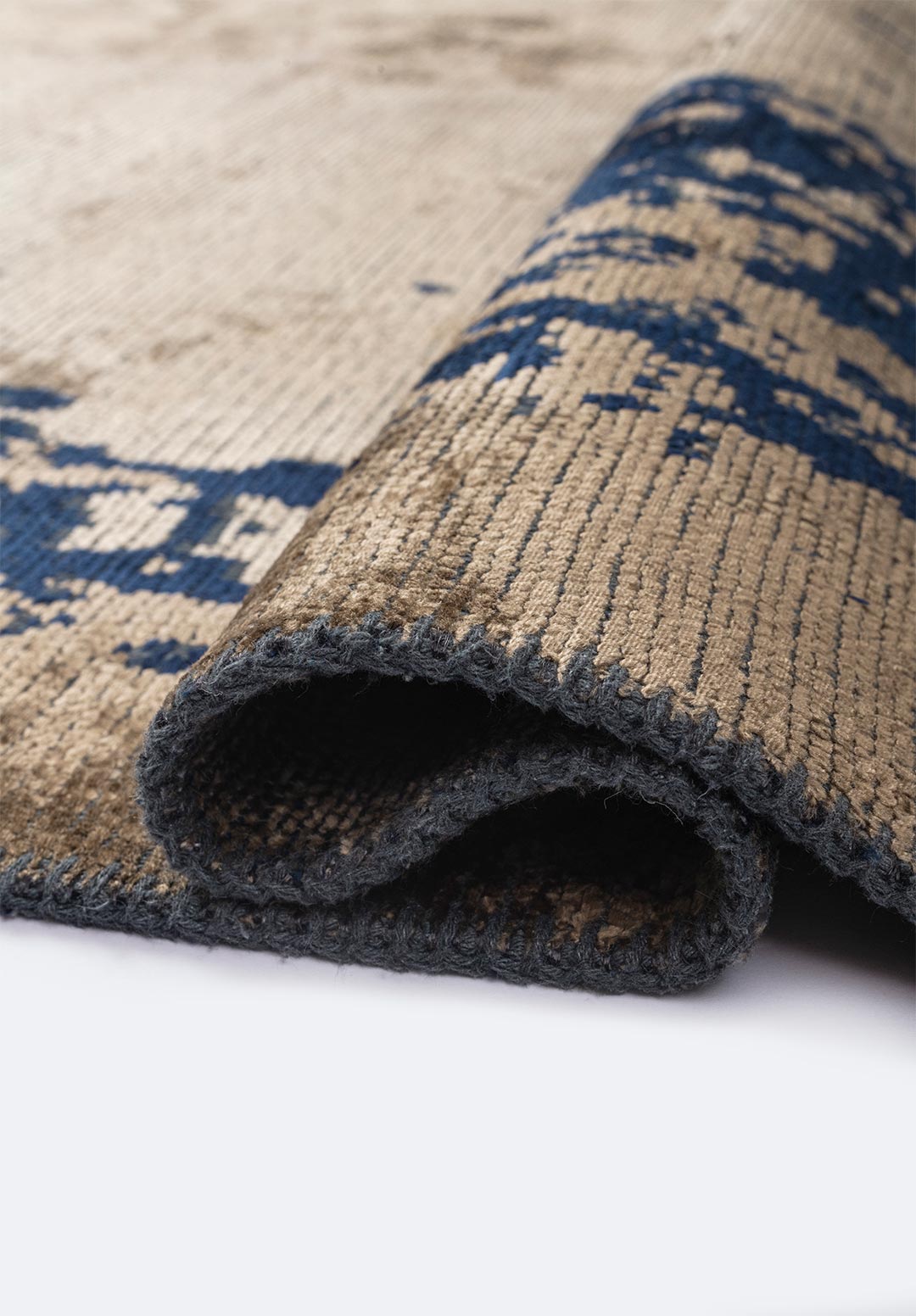 STOCKHOLM DARK NAVY - LIGHT BROWN - DARK BEIGE RUG