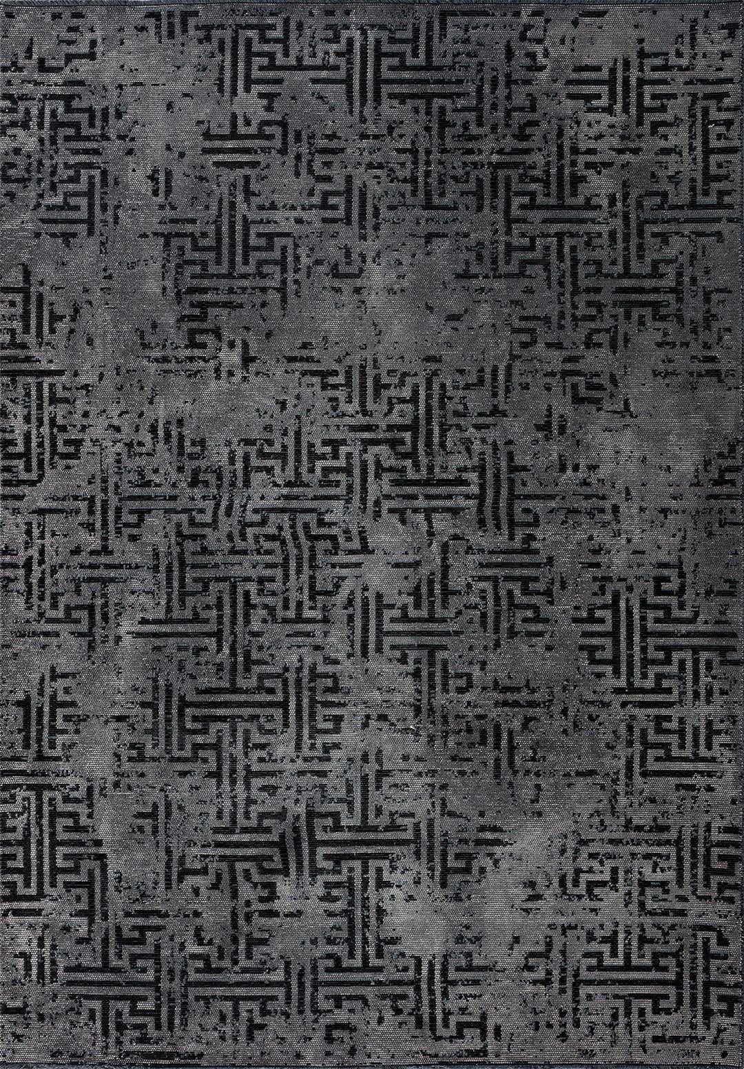 LABYRINTH GREY - BLACK RUG