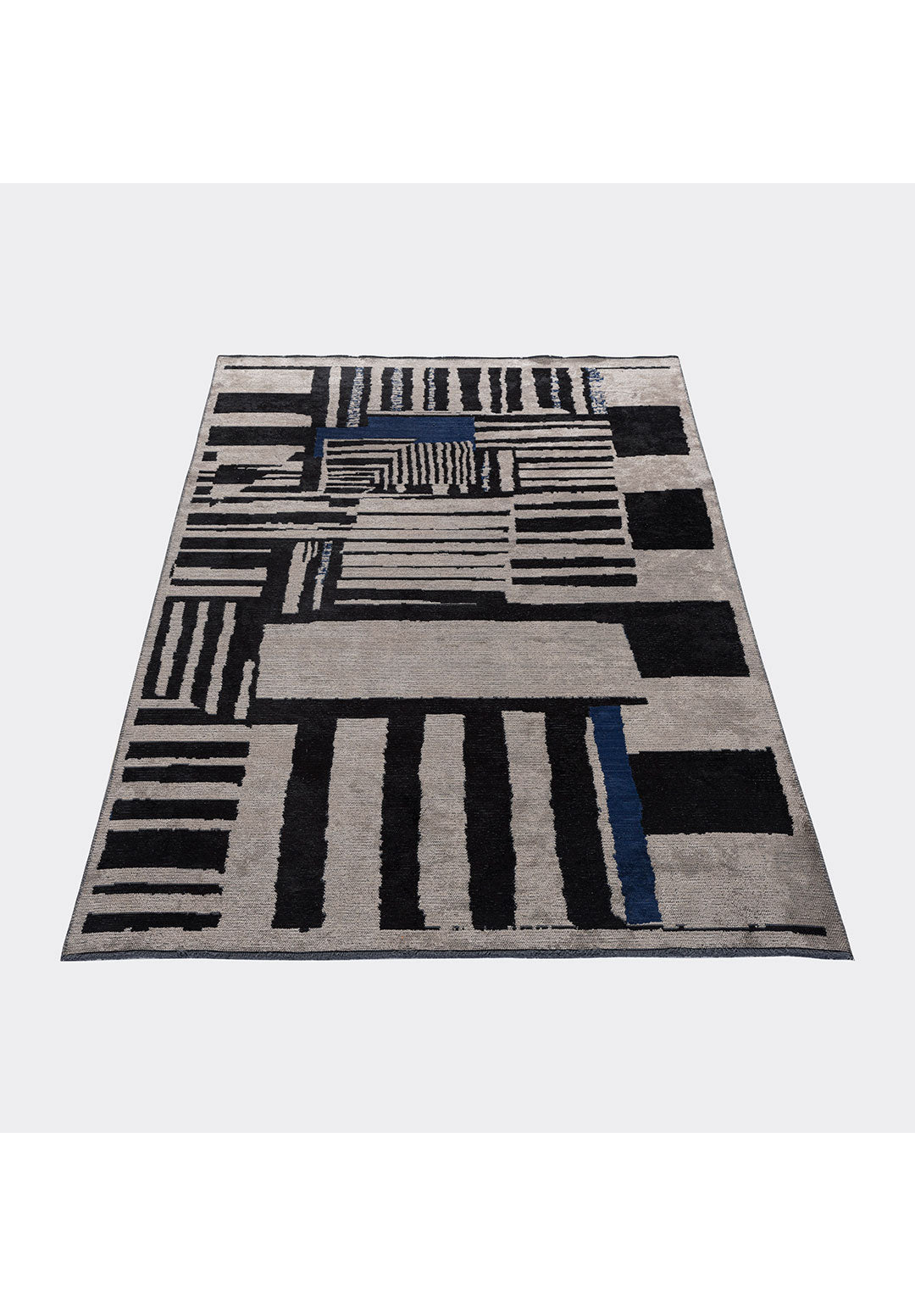OXFORD BLACK - DARK NAVY - BEIGE RUG