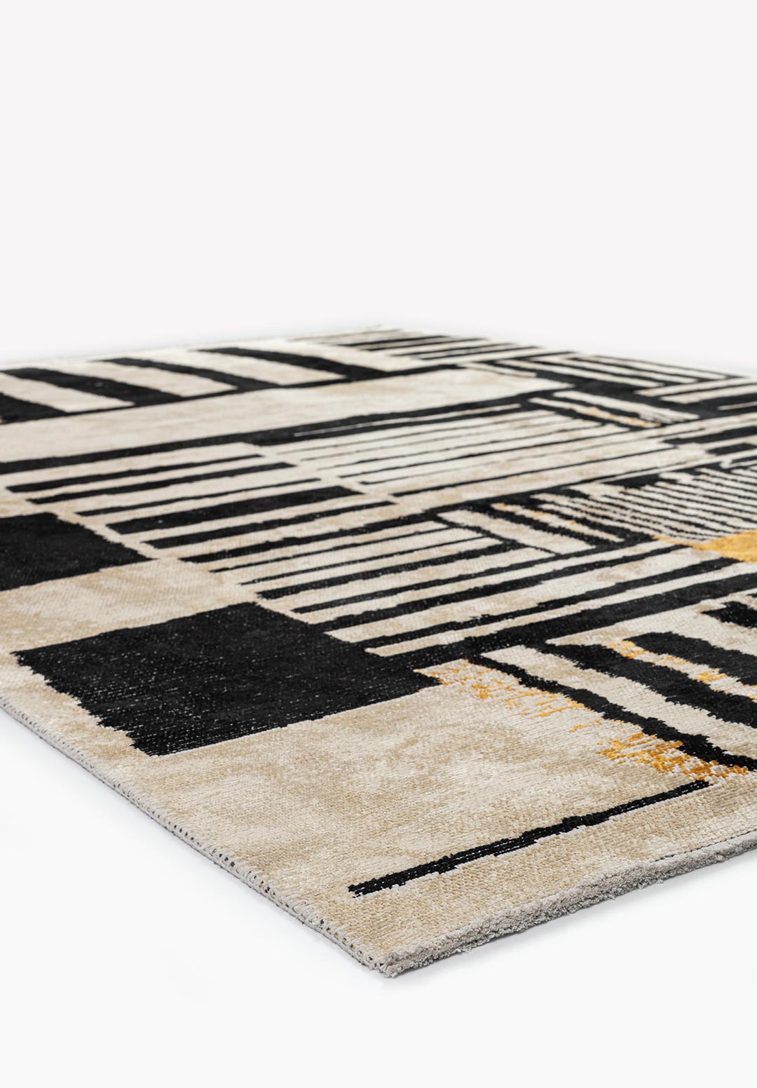 OXFORD BLACK - GOLD - CREAM RUG