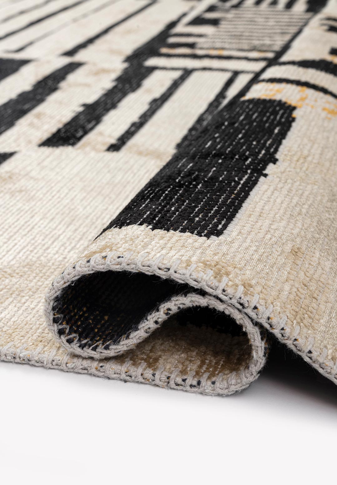 OXFORD BLACK - GOLD - CREAM RUG