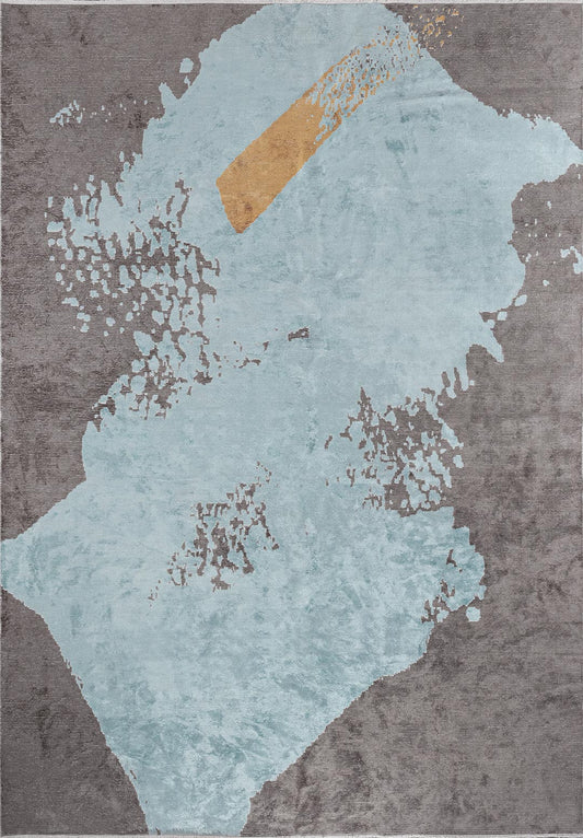 LAGUNA DARK GREY - GOLD - ICE BLUE RUG