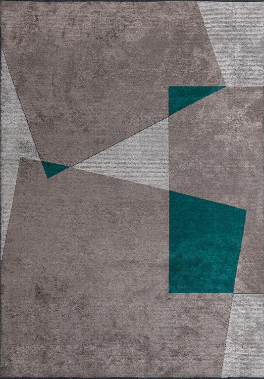 SALZUBURG DARK TURQUOISE - DARK GREY - LIGHT GREY RUG