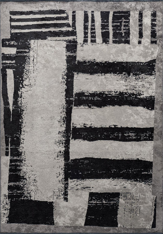 CAMBRIDGE BLACK - DARK GREY - CREAM RUG
