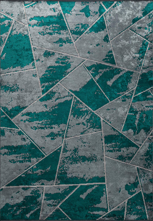 BREMEN BLUE - DARK TURQUOISE - LIGHT GREY RUG