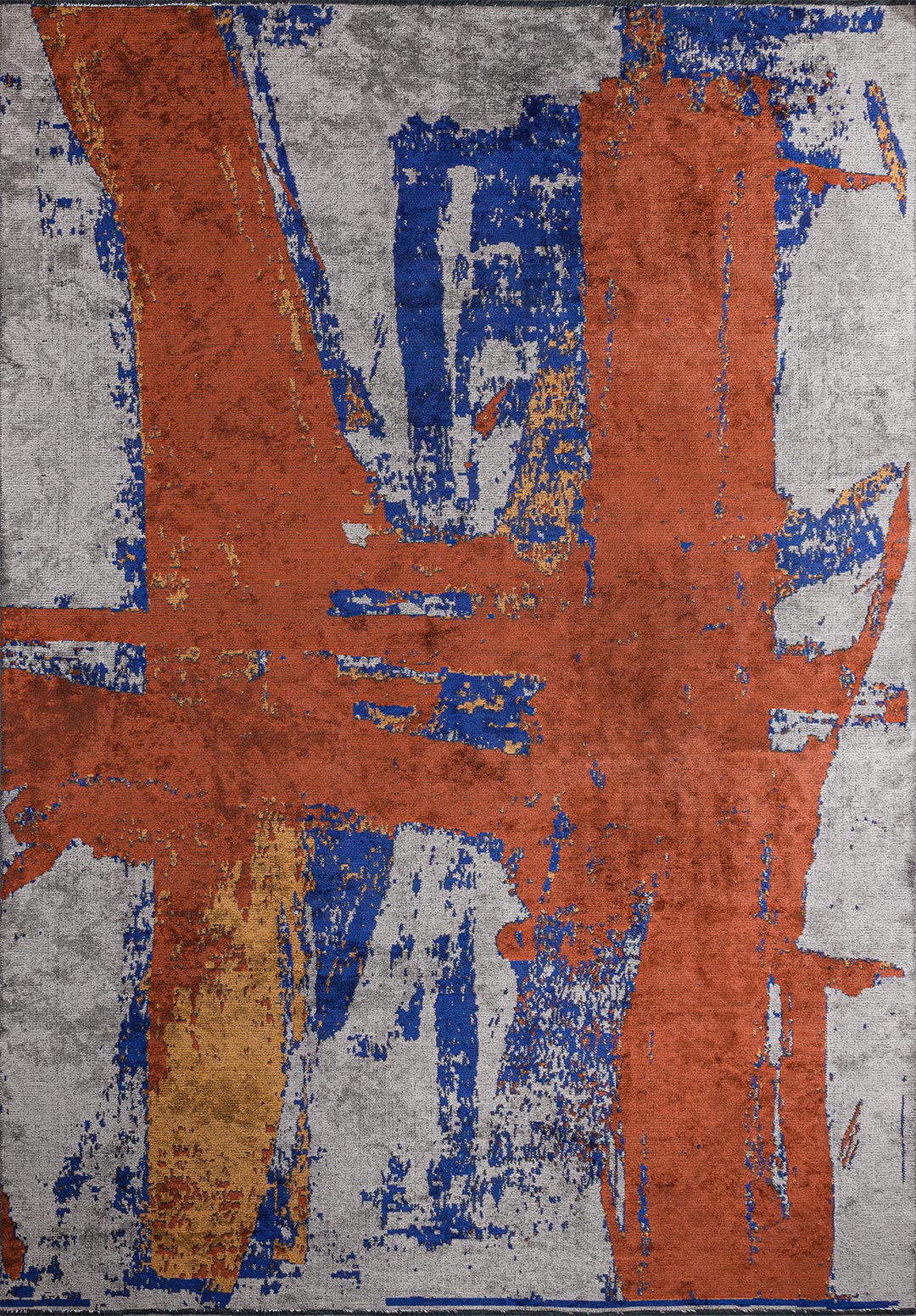 CANNES DARK TERRA - MUSTARD - SAX BLUE - LIGHT GREY RUG