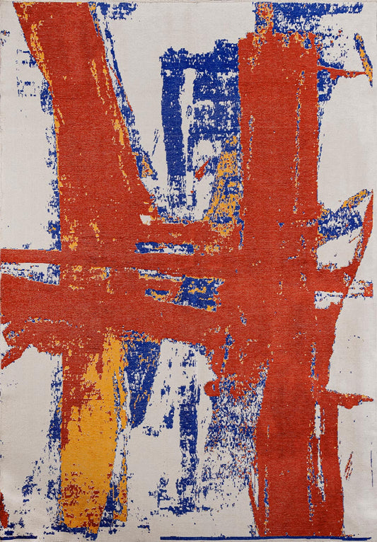 CANNES DARK TERRA - MUSTARD - SAX BLUE - ECRU RUG
