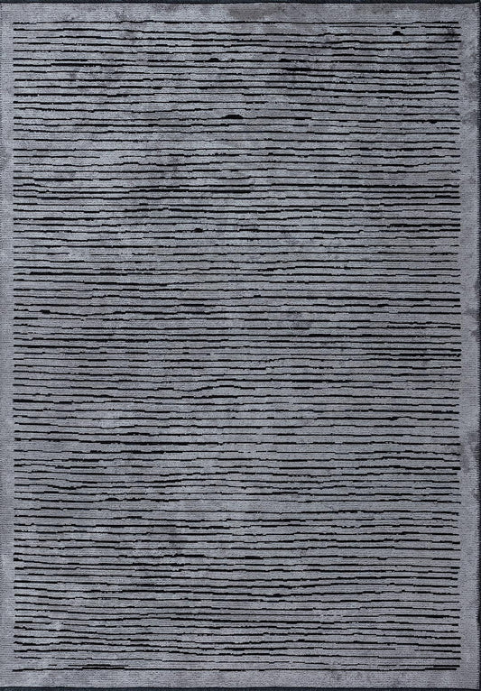 STRIPE BLACK - LIGHT GREY RUG