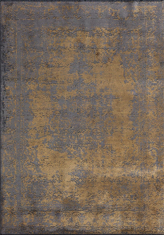 MEDALLION GREY - GOLD RUG