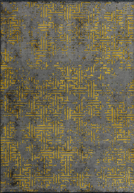 LABYRINTH GREY - YELLOW RUG
