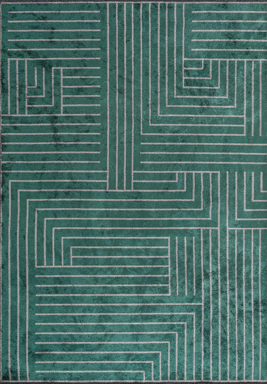 TRAP LIGHT GREY - DARK GREEN RUG