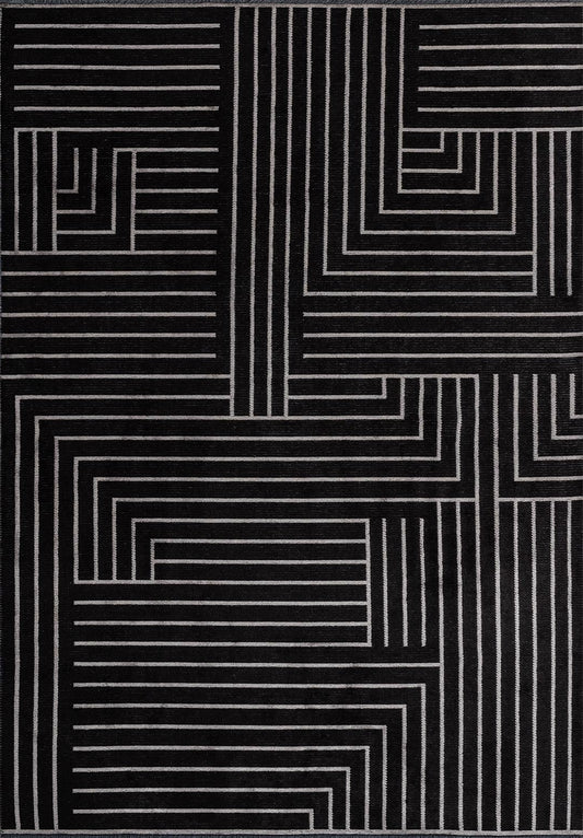 TRAP LIGHT GREY - BLACK RUG