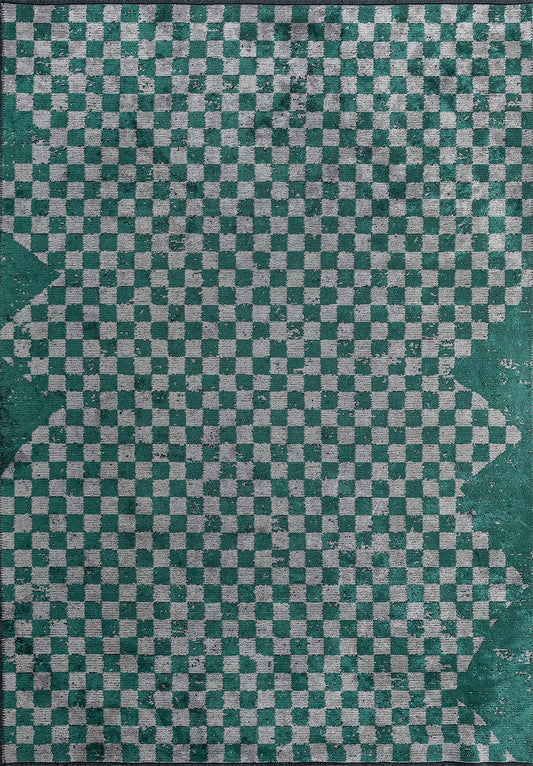 KING DARK GREEN - LIGHT GREY RUG