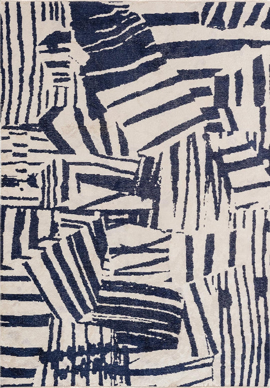 GRAFFITI DARK NAVY - ECRU RUG