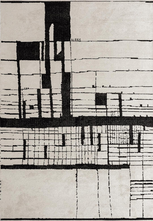 PEEL BLACK - ECRU RUG