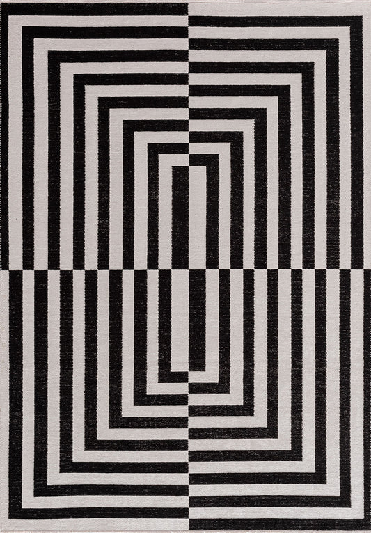 ENIGMA BLACK - ECRU RUG
