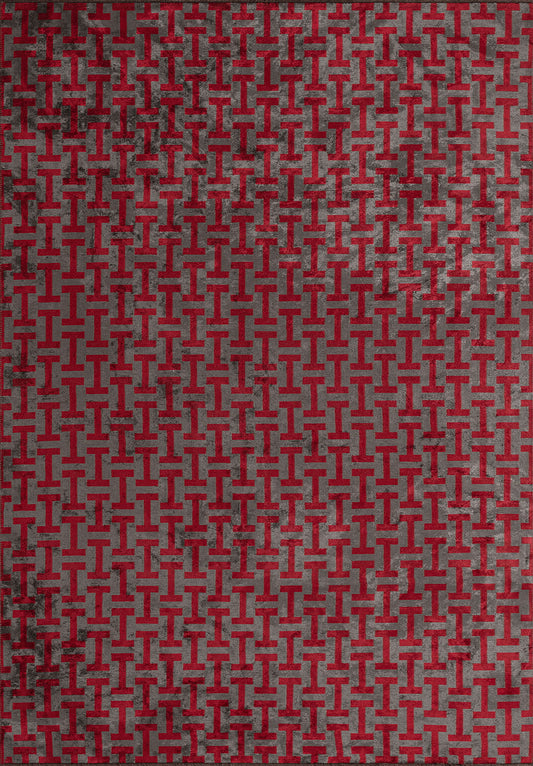 TIFFANY ANTHRACITE - RED RUG
