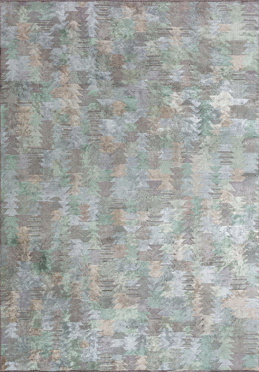 CLAN BEIGE - RIVER GREEN - ICE BLUE RUG