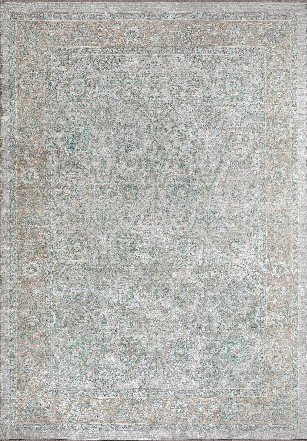 DAHLIA BONE - RIVER GREEN - ICE BLUE - BEIGE RUG