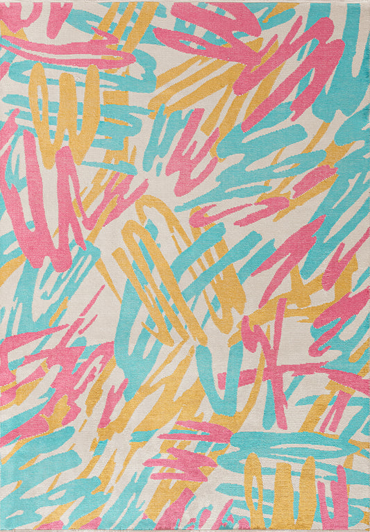 CARNIVAL PINK - TURQUOISE - GOLD - ECRU RUG