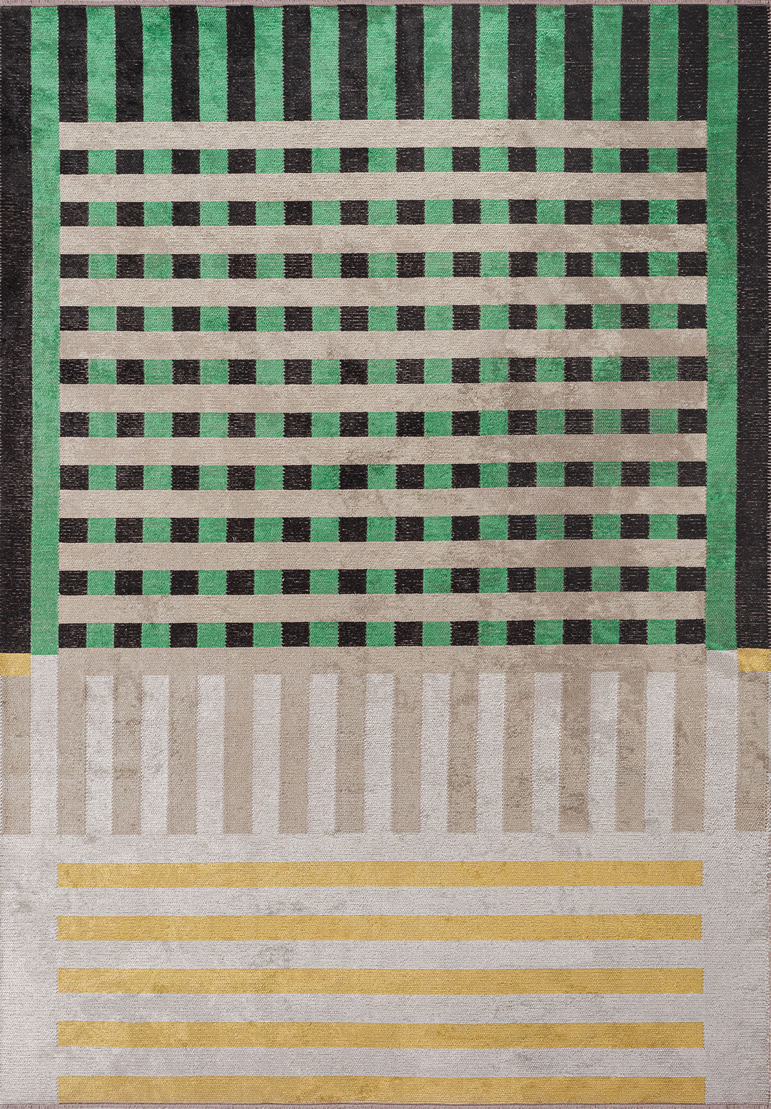 DECO BLACK - NOUGAT - GRSS GREEN - GOLD - BONE RUG