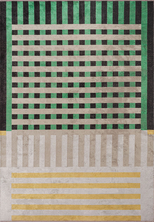 DECO BLACK - NOUGAT - GRSS GREEN - GOLD - BONE RUG