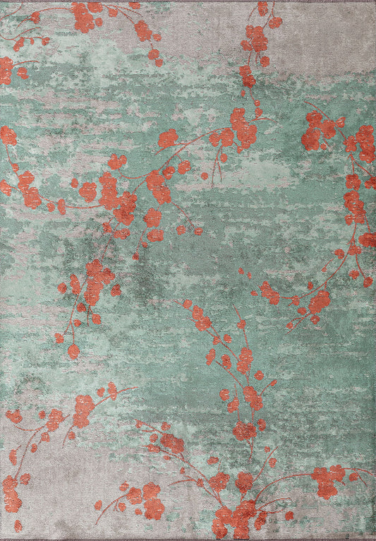 BLOSSOM CORAL - RIVER GREEN - LIGHT CREAM RUG