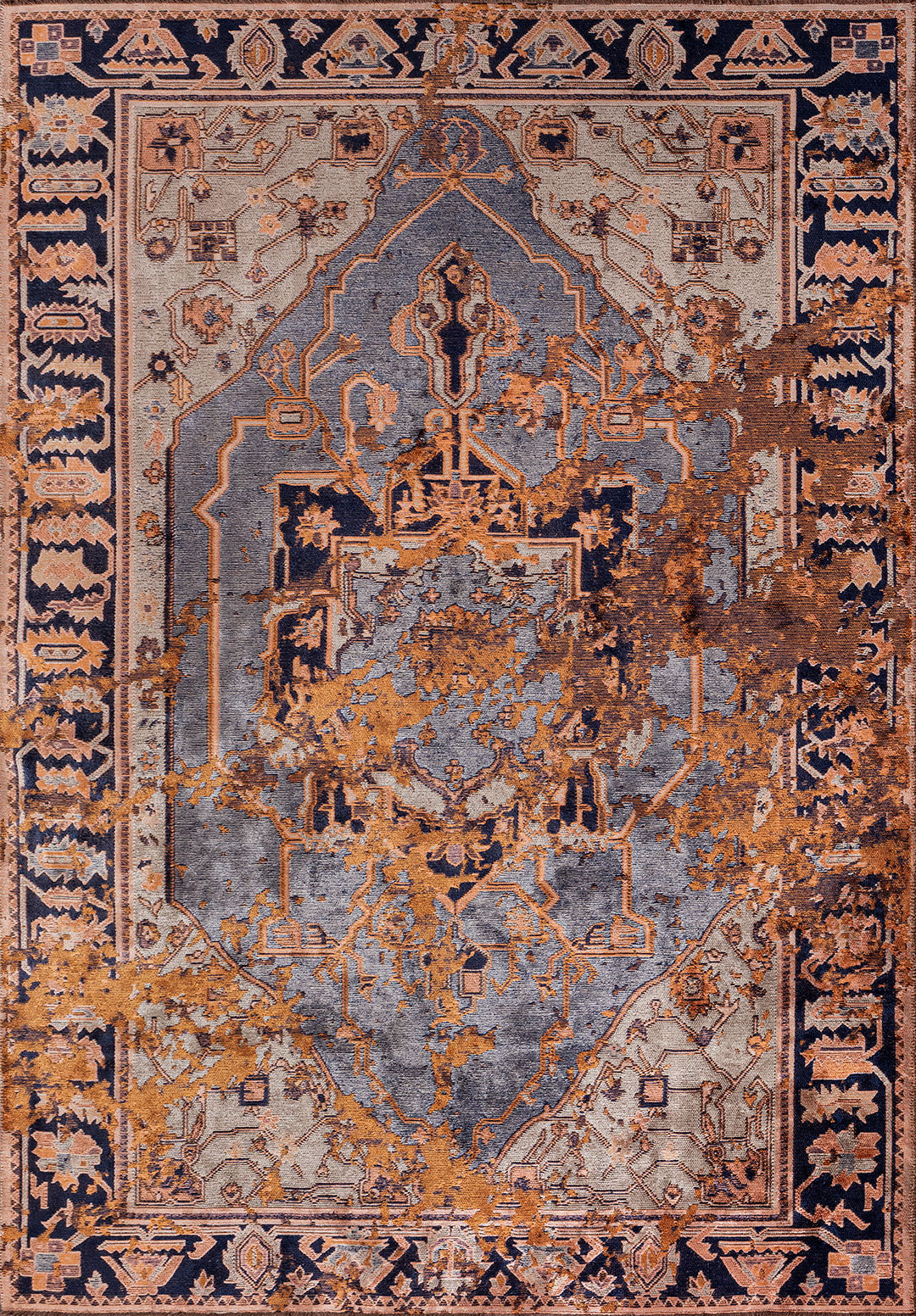 MONARCH ERA TERRA - DARK NAVY - ICE BLUE - LIGHT CORAL RUG