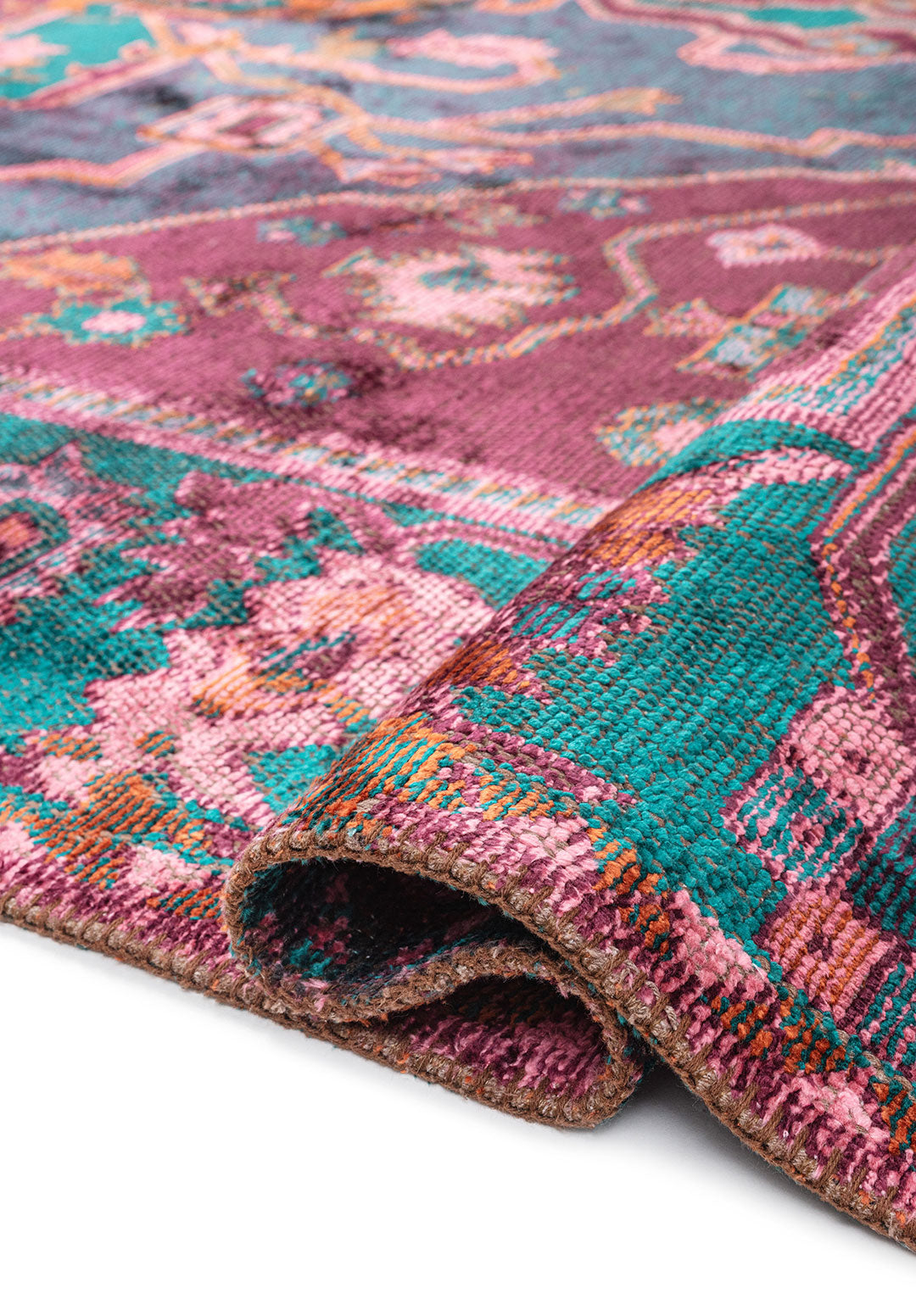 MONARCH ERA RUST - DARK TURQUOISE -DARK DAMSON - PINK RUG