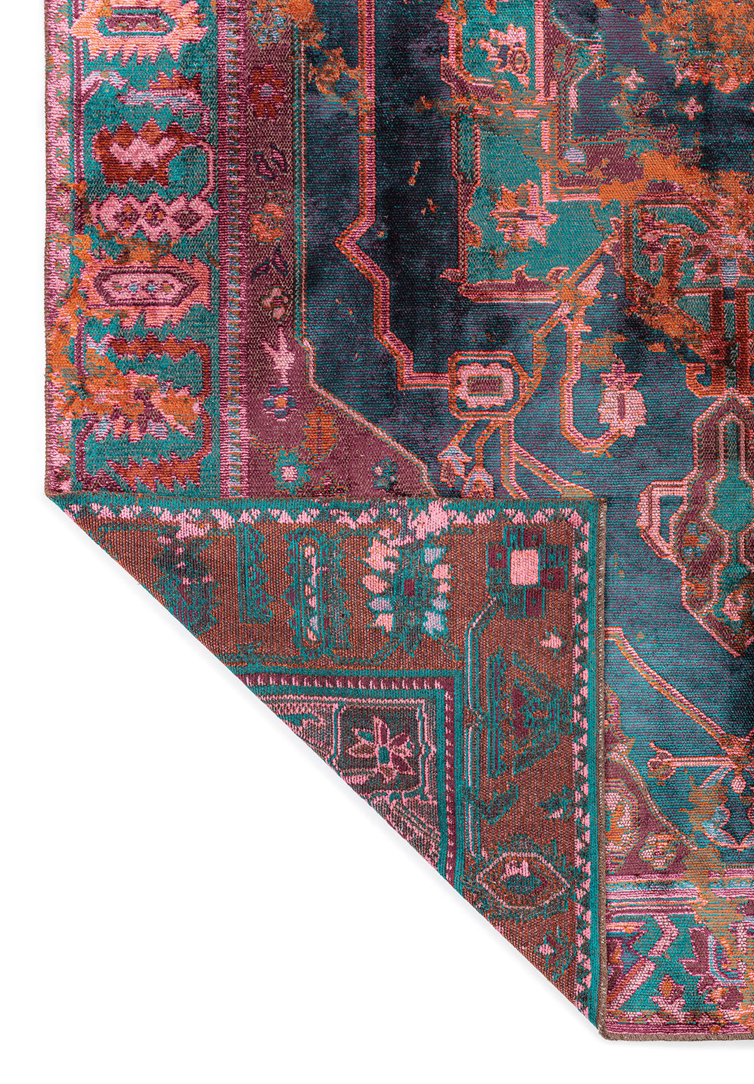 MONARCH ERA RUST - DARK TURQUOISE -DARK DAMSON - PINK RUG
