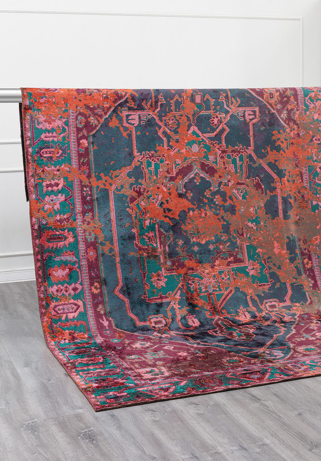 MONARCH ERA RUST - DARK TURQUOISE -DARK DAMSON - PINK RUG