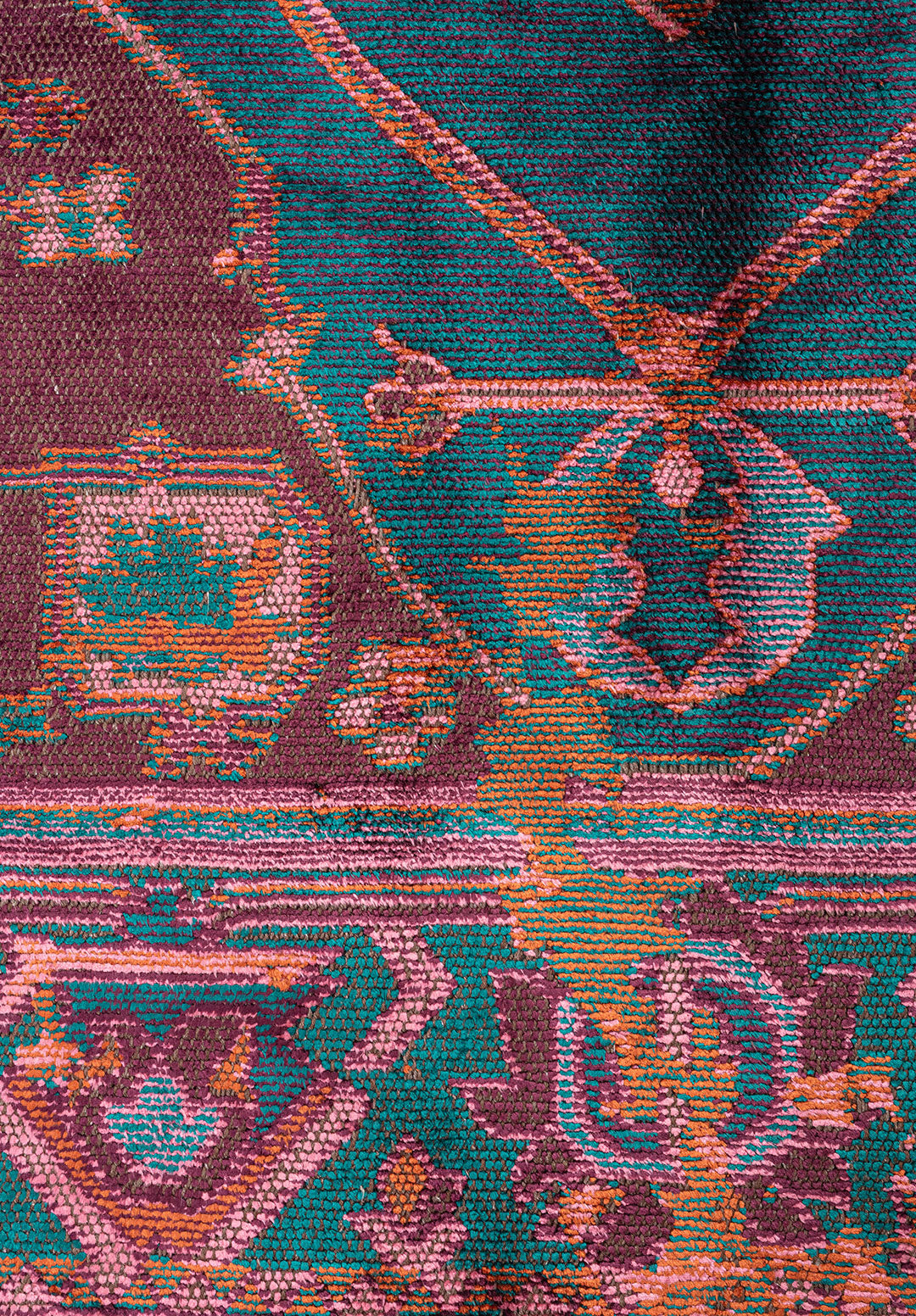 MONARCH ERA RUST - DARK TURQUOISE -DARK DAMSON - PINK RUG