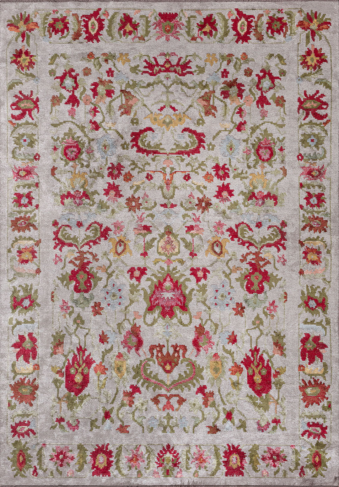 MAJESTY LIGHT CORAL - GREEN - FUSCHIA - BONE - GOLD - ICE BLUE RUG