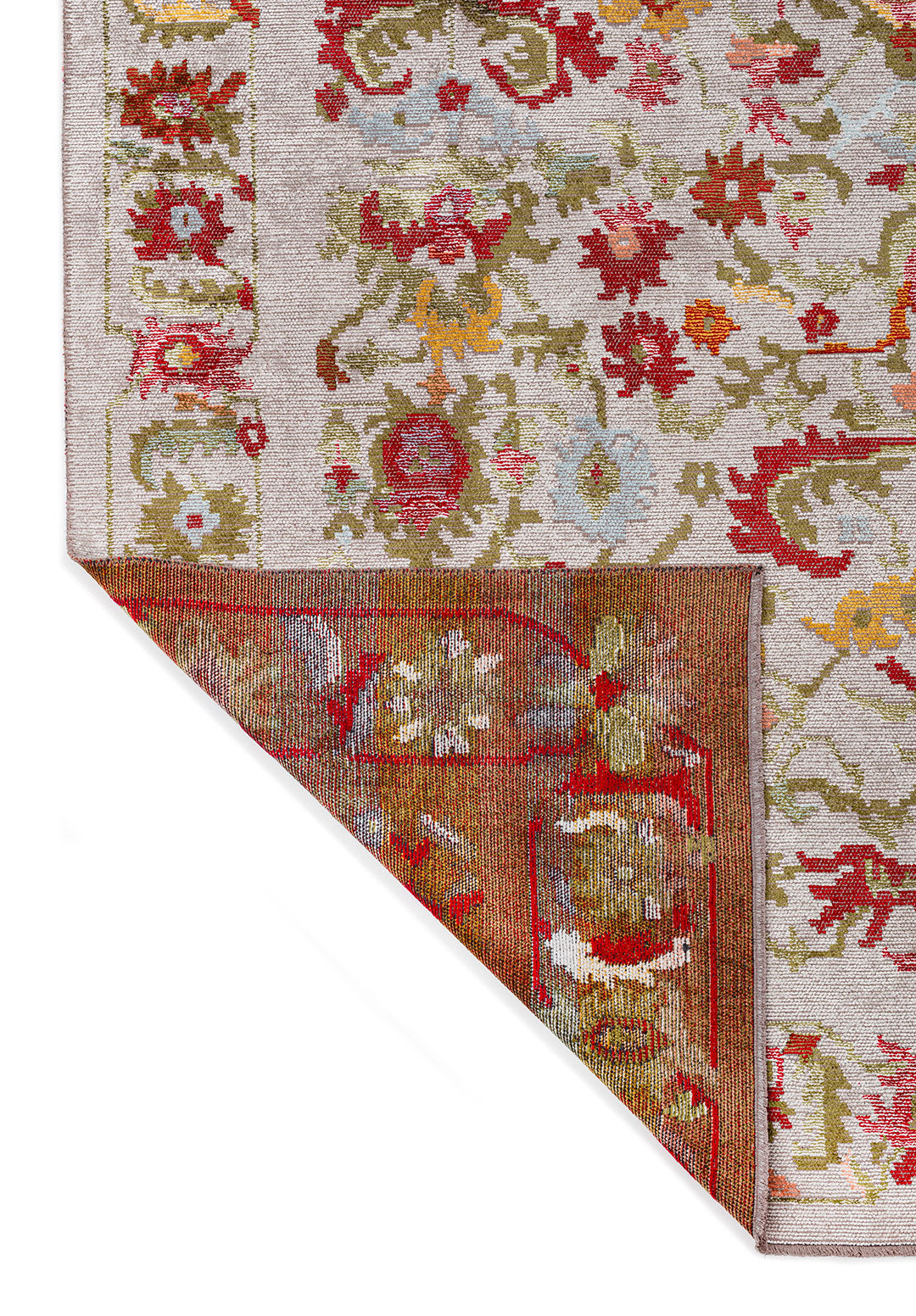 MAJESTY LIGHT CORAL - GREEN - FUSCHIA - BONE - GOLD - ICE BLUE RUG