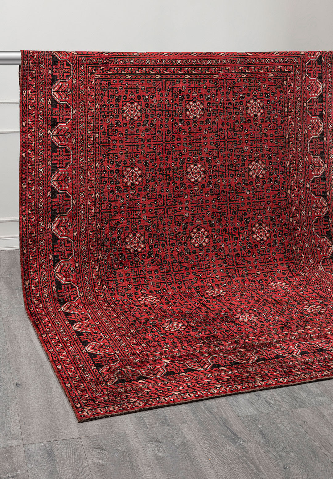 GRANDEUR LIGHT CREAM - LIGHT CORAL - RED - BLACK RUG