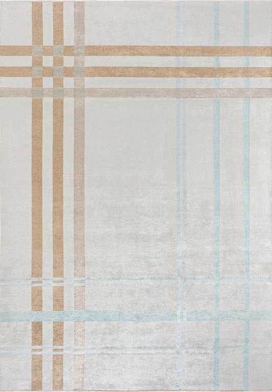 SCOTCH DARK BEIGE- ICE BLUE - ECRU RUG
