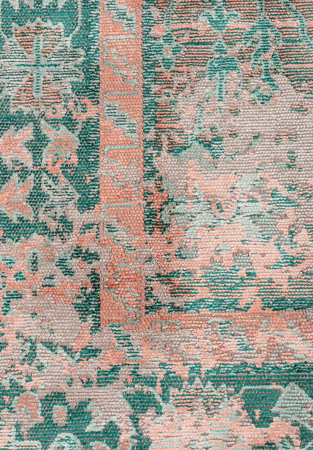 SPLENDOR ERA STONE - LIGHT CORAL - DARK GREEN - RIVER GREEN RUG