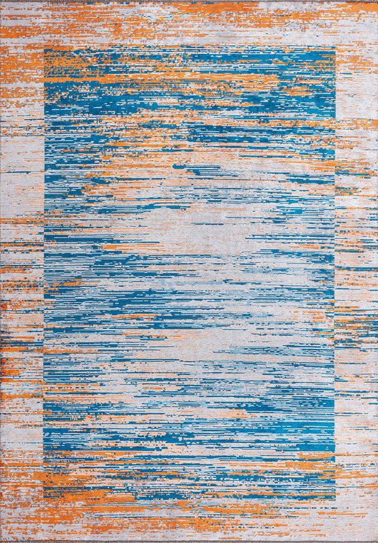 TWILIGHT CYAN - ORANGE - WHITE RUG