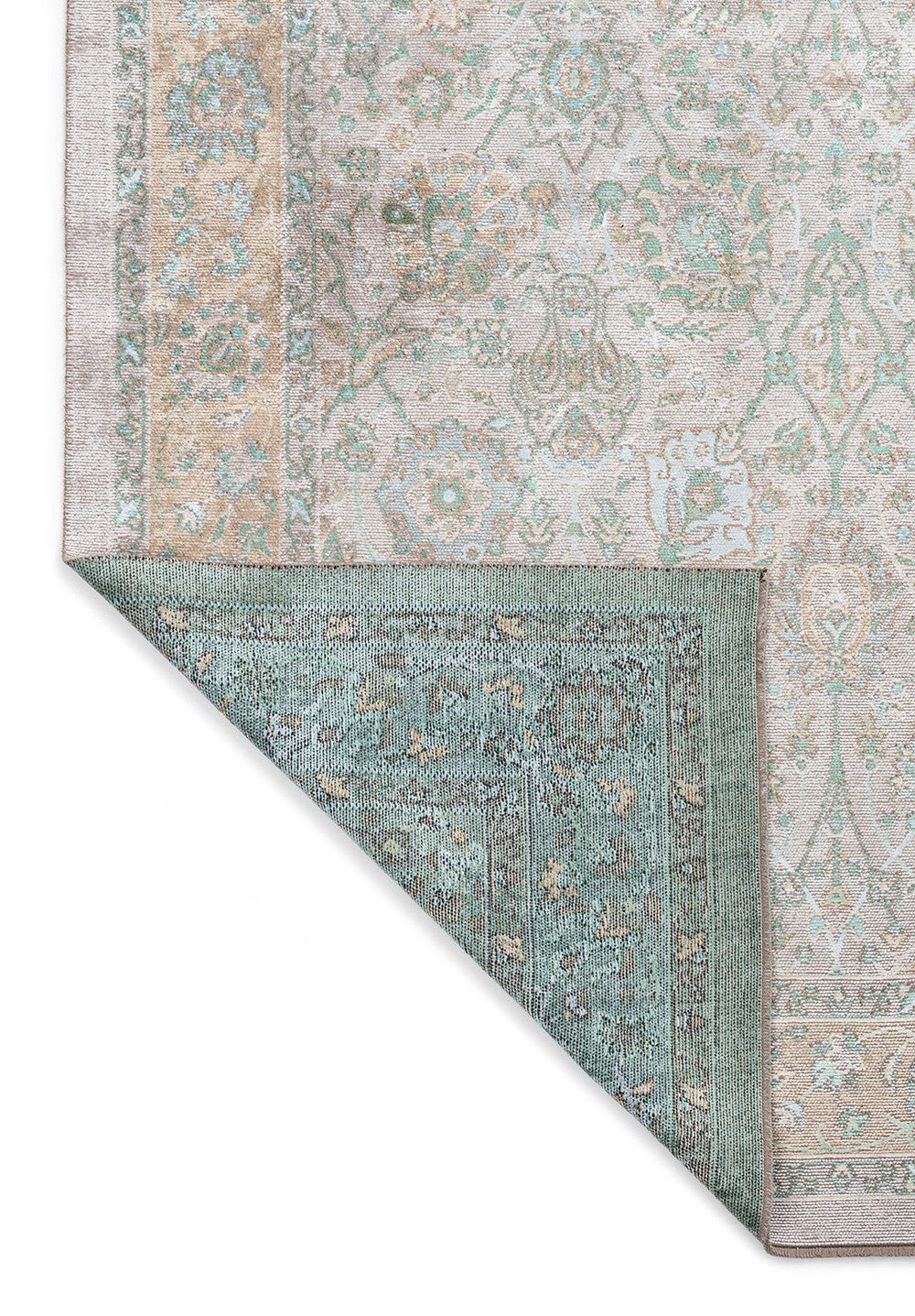 DAHLIA BONE - RIVER GREEN - ICE BLUE - BEIGE RUG