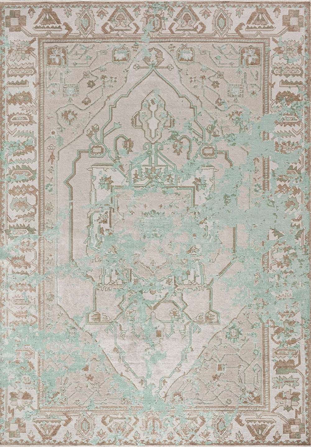 MONARCH ERA RIVER GREEN - ECRU - STONE - MINK RUG