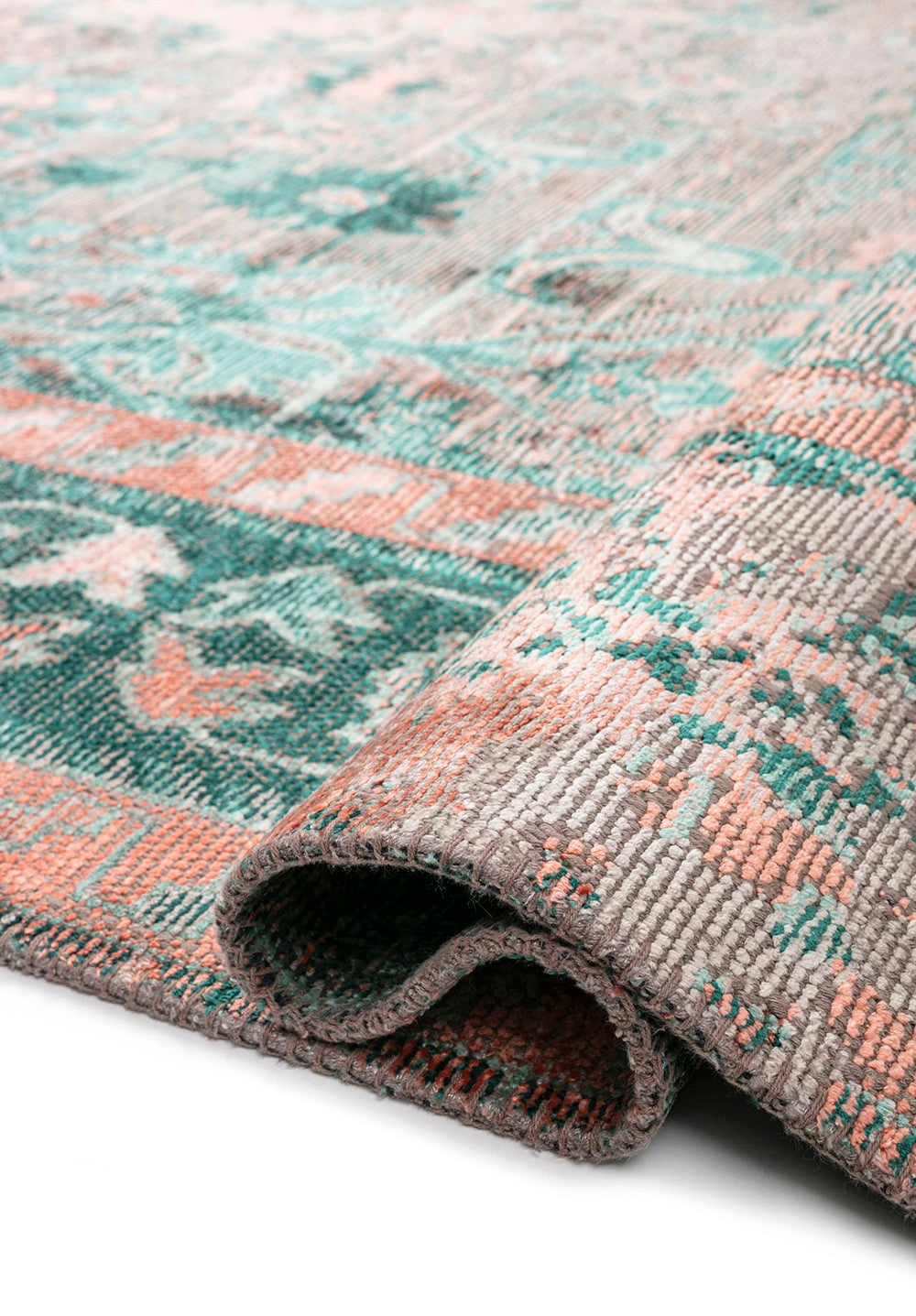 SPLENDOR ERA STONE - LIGHT CORAL - DARK GREEN - RIVER GREEN RUG